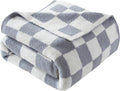Elegant Comfort Checkered Throw Blanket, Gray Super Soft Cozy Fluffy Warm Throw Blankets for Couch, Sofa, Chair, Bed, Camping, Picnic, Travel Lightweight Bed Blanket (50" x 70")
