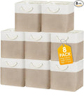 meekoo 8 Pack Collapsible Storage Bins Fabric Storage Bins Polyester Fabric Baskets with Handles Linen Closet Organizer for Shelf Home Closet Towels Toys(11 x 11 x 11 in,Beige)