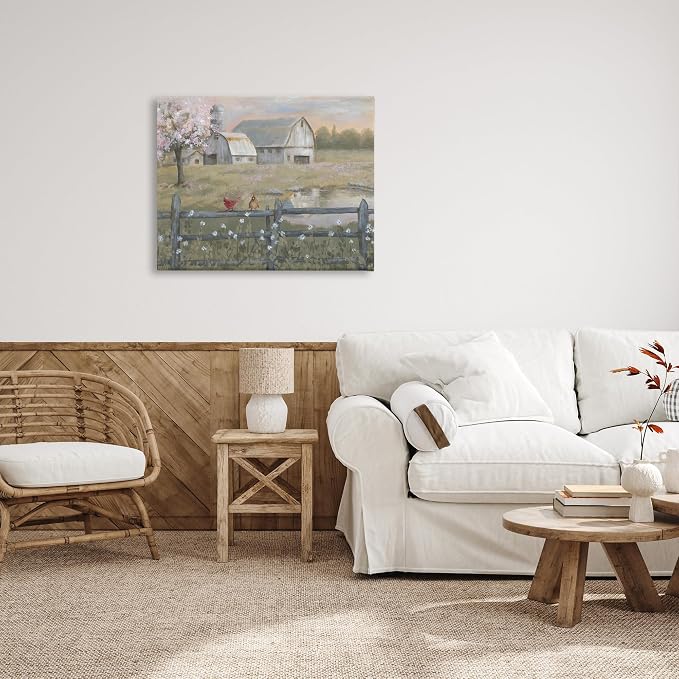 Stupell Industries 'Blossoming Trees Country Farm', Canvas Art, 40 x 30 Inches, Easy to Hang and Sturdy, Made in USA, by Pam Britton | Stupell Industries | 40 x 30 Inches, Easy to Hang and Sturdy, Made in USA, by Pam Britton