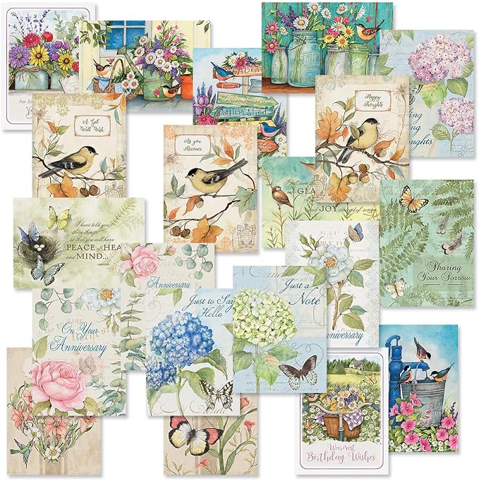 Current All Occasion Greeting Cards with Matching Envelope Seals | Susan Winget Studio, 40 Count, 5 x 7 Folded, Themed Card Value Pack, With Envelopes