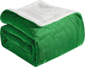 Elegant Comfort Ultra Soft Reversible Flannel Sherpa Blanket - Cozy Silky Fleece Throw for Couch, Bed - Plush Fuzzy Warm Winter Blanket for Gift, Twin XL, Emerald Green