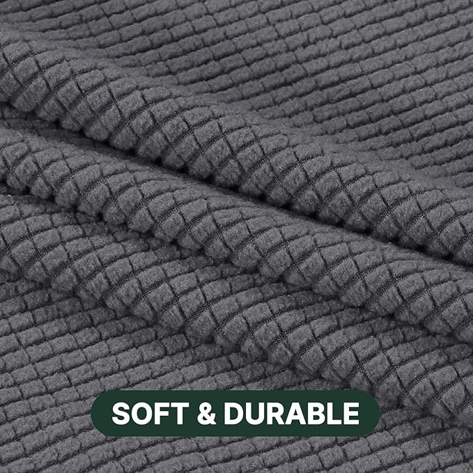 H.VERSAILTEX Stretch T Cushion Chair Sofa Slipcover T Cushion Covers for Living Room Armchair Couch Cover T Cushion Slipcover Seat Cover with Elastic Bands Thicker Jacquard Fabric, Gray
