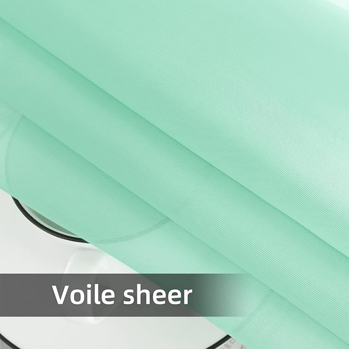 youleyar Solid Sheer Rod Pocket Curtain Voile Draperies 2 Panels White Beige - Image 6