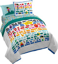LEGO® Blocks Queen Comforter Set 7 Piece Soft Kids Bedding, White | Bed in a Bag, Comforter Sheets Shams Pillowcases, Official Product, Soft Microfiber, Machine Washable Easy Care, Kids Gift
