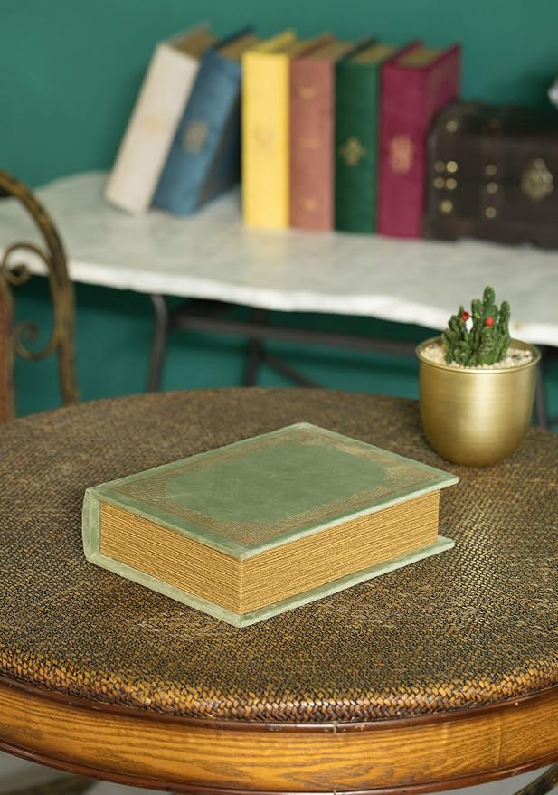 Vintiquewise Decorative Vintage Book Shaped Trinket Storage Box - Antique Green