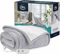 Serta Heated Blanket King - Reversible Fleece Heating Blanket, Smoke Grey | Dual-Layer Heated Throw Blanket With 5 Heat Settings & Auto Shut Off, Machine Washable, ETL Certified
