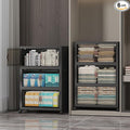 UAMFURI Stackable Storage Bins, 330QT Collapsible Drawers with 2 Lids | Large Capacity, Magnetic Door, Stack Lock, Rolling Wheels, Foldable Design, Organizers and Storage for Bedroom Dorm Garage