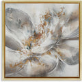 'Abstract Flower Bloom Painting'| Floating Frame Canvas Art | Stupell Industries | Gold, 18 x 18 Inches, Easy to Hang and Sturdy, Made in USA, by K. Nari