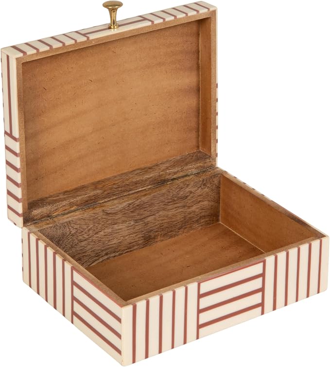 Bloomingville Terracotta & White Striped Resin Storage Box
