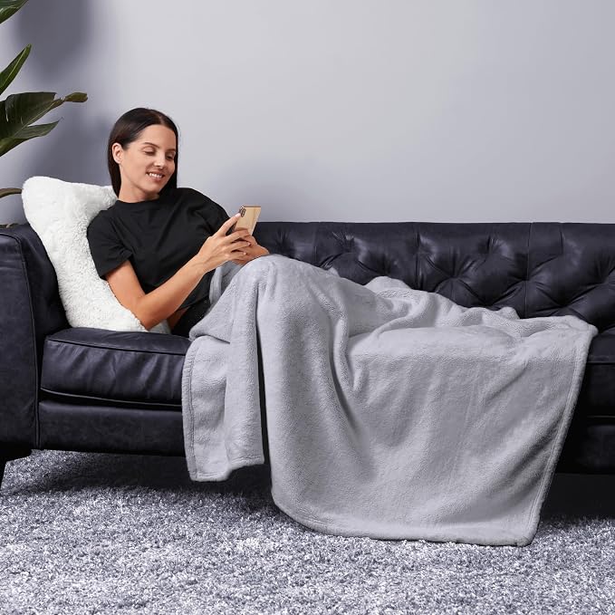 NORTHWEST Ashford Home Cozy Warmwell Blanket Lunar Rock Grey Twin Size 60 x 80 inches