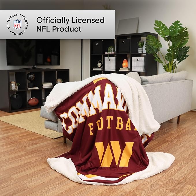 FOCO Washington Commanders NFL Team Property Of Sherpa Fleece Blanket