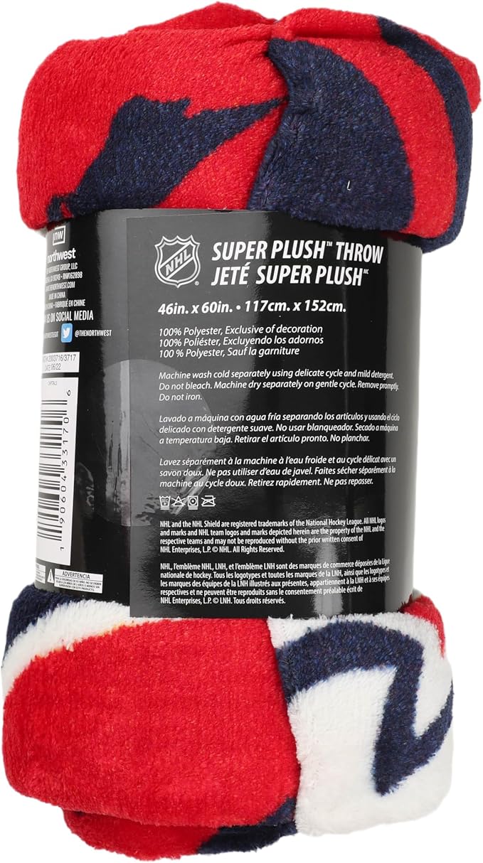 Northwest NHL Washington Capitals Micro Raschel Throw Blanket, 46" x 60", Dimensional