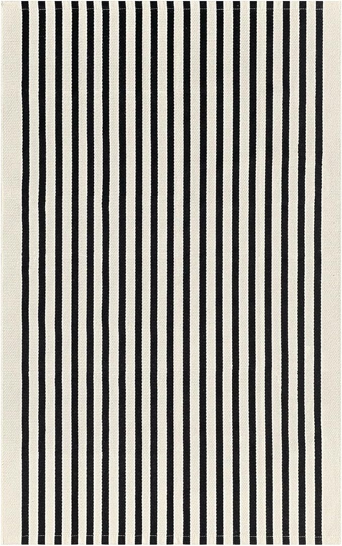 KOZYFLY Beige and Black Rug 5x8 ft Area Rug Woven Washable Striped Rugs Cotton Farmhouse Indoor Outdoor Rugs for Living Room Bedroom Entryway Porch Patio Carpet