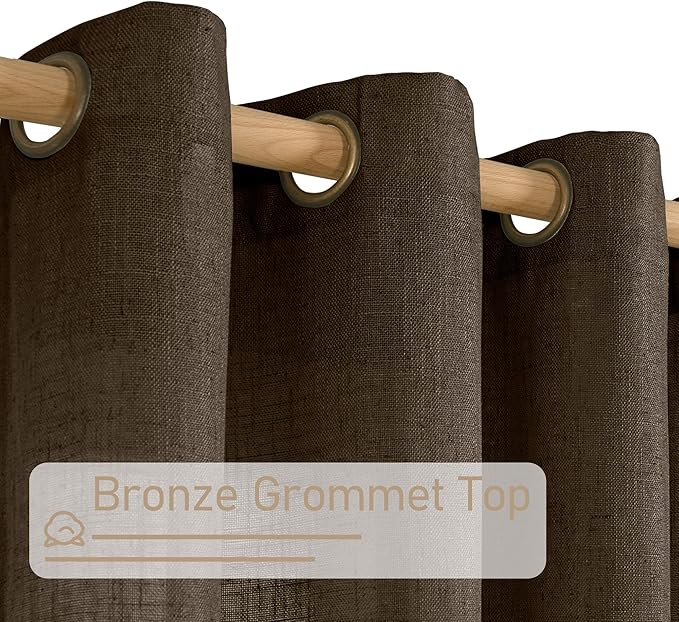 LAMIT Dark Brown 72 inch Linen Curtains - Image 4