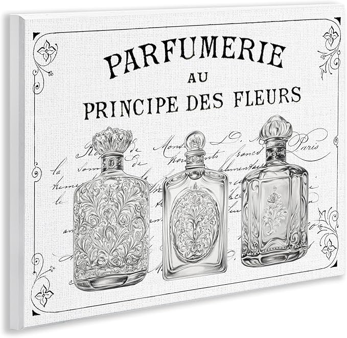 Vintage French Perfumery, 11 x 14 Inch Mounted Print on Wall Plaque | Stupell Industries · By Lettered and Lined · Ready to hang · Elegant French country charm for bathroom or hallway