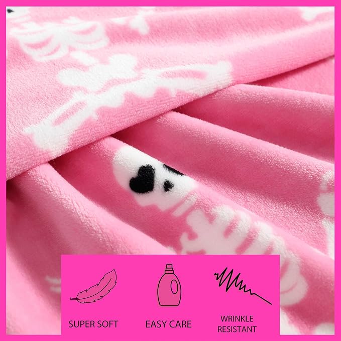 Betsey Johnson - Blanket, Buttery-Soft Throw Blanket for Couch or Bed, Boldly Plush & Oversized Bedding (Yoga Skeleton Pink, 50" x 70")