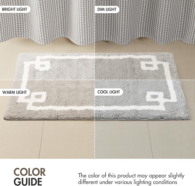 Madison Park Evan 100% Cotton Bath Rug Plush Absorbent, 24" x 40", Grey | Non-slip Backing, OEKO TEX, Luxurious Tufted Plush Bath Mat for Bathroom, Quick Dry, Spa Design Decorative for Shower Room