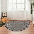 Easy Jute Rainbow Rug 2.6x5Ft Half Circle Doormat Neutral Faux Jute Carpet for Farmhouse Bedroom Entrance Balcony, Nonslip Half Round Floor Mat for Living Room Patio Kitchen, Outdoor, Black 3