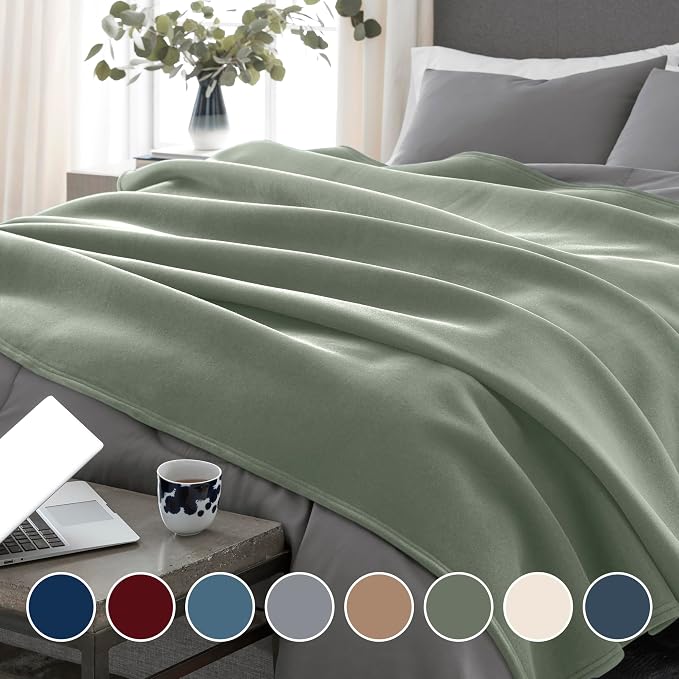 Vellux Original Blanket, Queen Size, 90x90, Sage Green | Soft Nylon Insulated, Lightweight, Machine Washable, All Season, Pet Friendly, Wont Pill or Lint