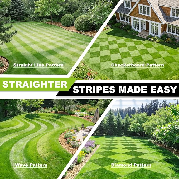 Lawn Striping Kit for EGO 21-Inch & RYOBI Walk-Behind Lawn Mowers: D-Ring Quick Mount Lawn Striper with 17" Roller - Tool-Free Installation for Professional Lawn Stripes in Backyard & Garden