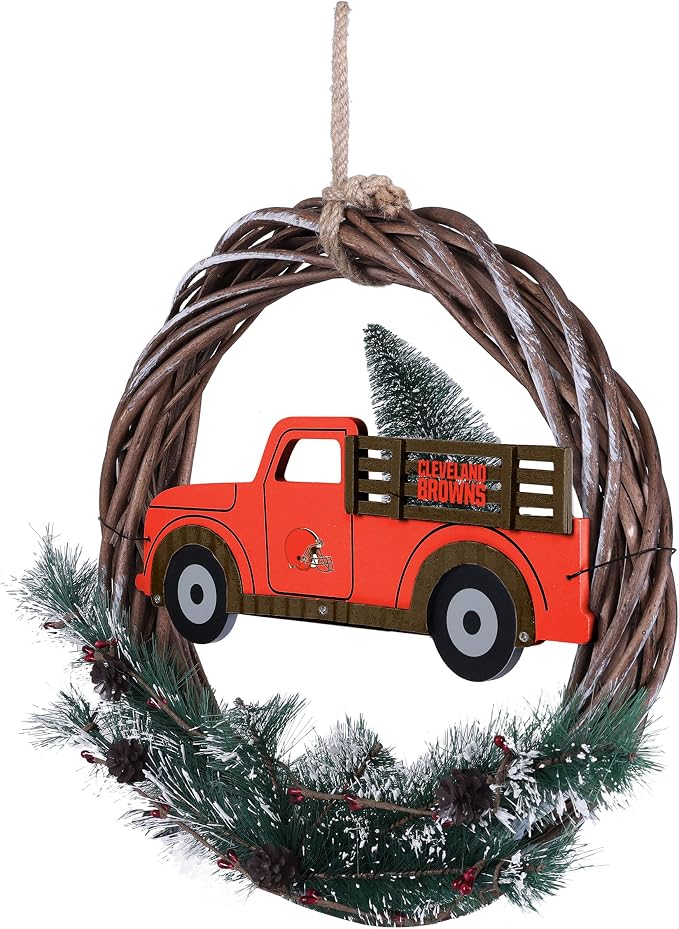 FOCO NFL Unisex-Adult NFL Team Logo Holiday Wreath with Truck