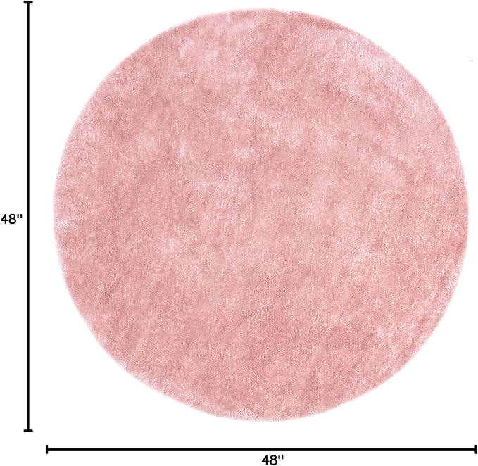 nuLOOM Loni Pink Solid Washable Area Rug, 4' Round