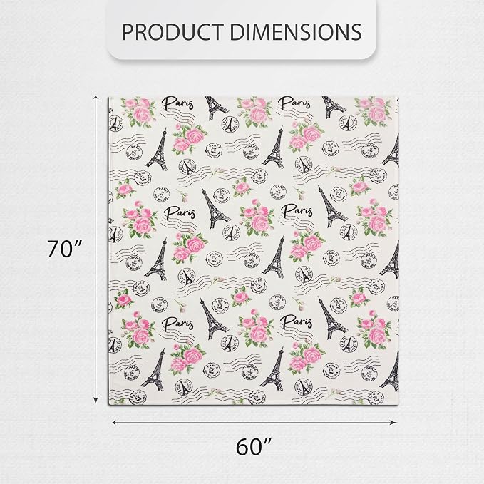 Oversized Plush Throw Blanket 60" x 70", Floral Paris Pink