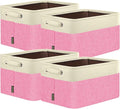 BALEINE 4 Pack Fabric Closet Storage Bins for Shelves, Linen Closet Organizers and Storage, Decorative Baskets for Organizing, Shelf, Clothes, Home, Office (Pink, 14''x10''x8.5')