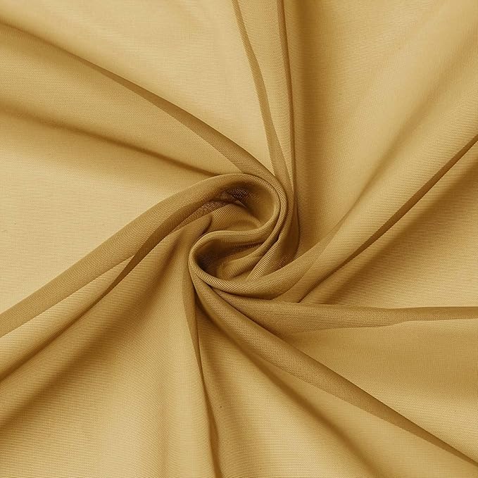 Extra Long Sheer Gold Curtains for Bedroom Living Room 108 Inches Long 2 Panels Set, Solid Soft Light Filtering Rod Pocket Sheer Window Curtains, Gold, Each 42" Wx108 L Inch