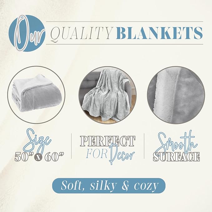Elegant Comfort Reversible, Solid Sherpa Throw Blanket, All-Season Blanket- Super Soft, Cozy and Plush- Decorative Throw, Perfect for Lounging, 50 x 60 inches, Sherpa Throw Silver Gray