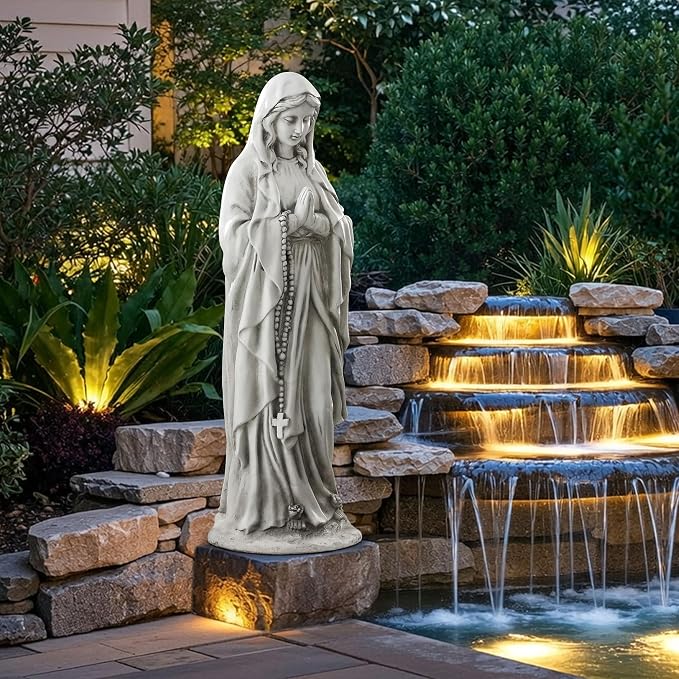 Virgin Mary Praying Statue, Large 30inch Outdoor Religious Sculpture | Blessed Mother Mary Statues Catholic, Durable Weather MGO Stone Carving Decorations, for Home,Yard,Patio,Forch