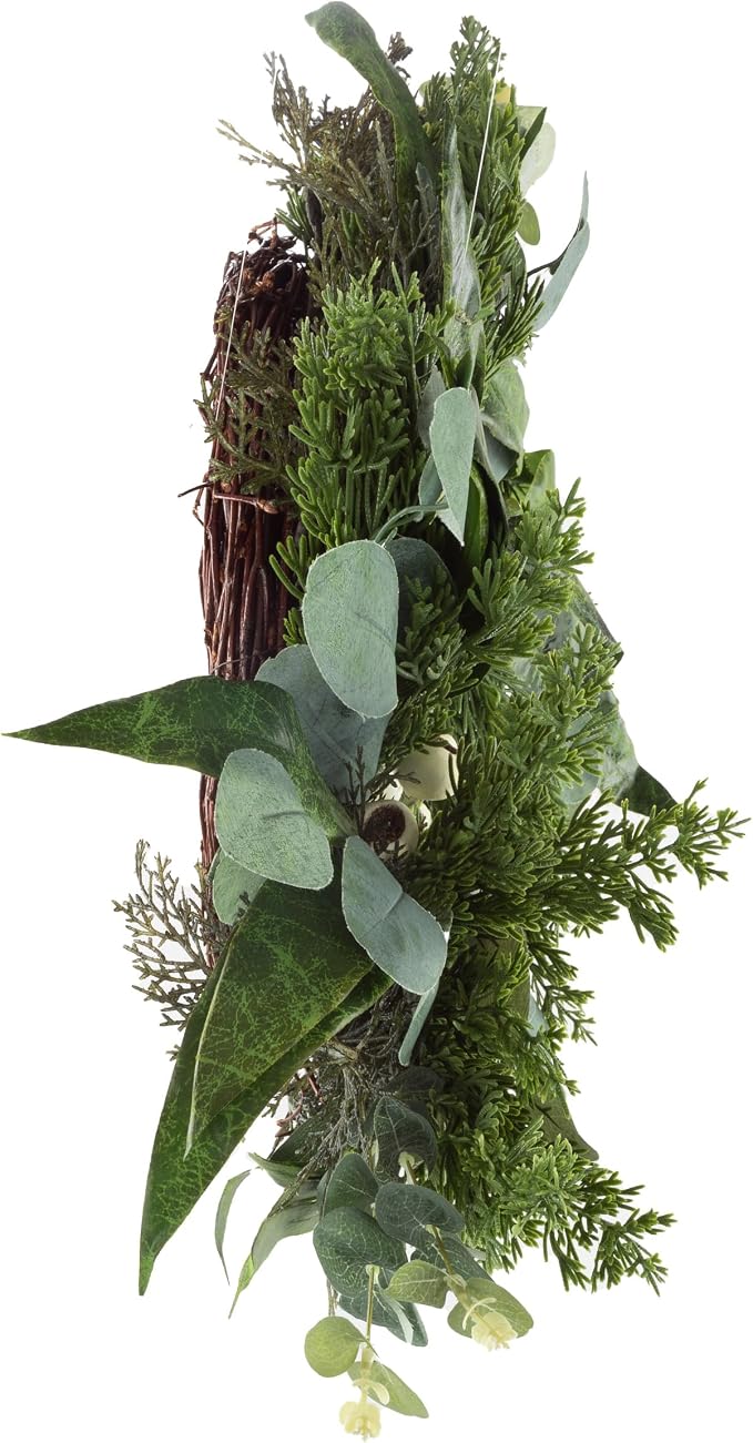 Pure Garden Artificial Wreath Set - Two 20-Inch Eucalyptus Wreaths for Spring, Summer or Fall Home Decor - Indoors or Covered Patio