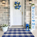 Buffalo Plaid Outdoor Rug 27.5" x 43" Blue and White Checkered Area Rug Washable Doormats Indoor Outdoor Rugs for Layered Front Door Mats, Porch, Entryway, Kitchen, Farmhouse