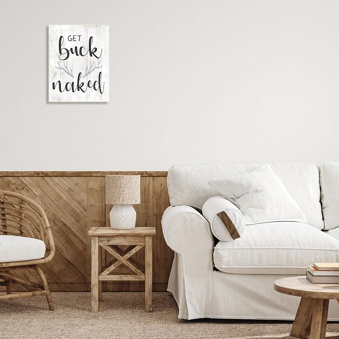 Stupell Industries Country Get Buck Naked Text Design Rustic Antlers, Wall Plaque, 13 x 19 | Stupell Industries · By Lil' Rue · Ready to hang · Rustic novelty charm for cabin spaces · Made in USA