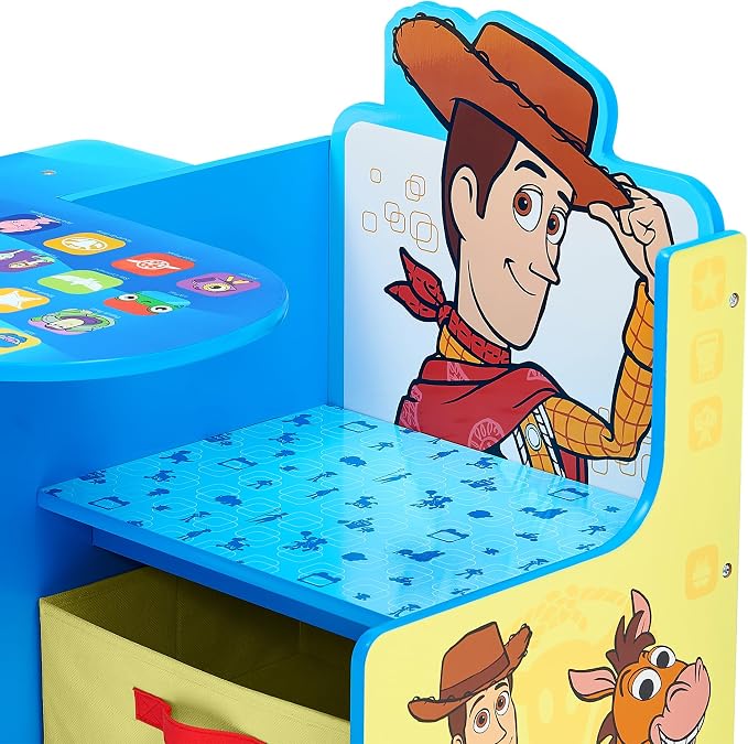 Delta Children Chair Desk with Storage Bin, Toy Story 5 | Kids Chair Desk Includes Fabric Storage Bin and Cup Holder, Low to the Ground for Easy Access, Ideal for Toddlers/Kids Age 3+