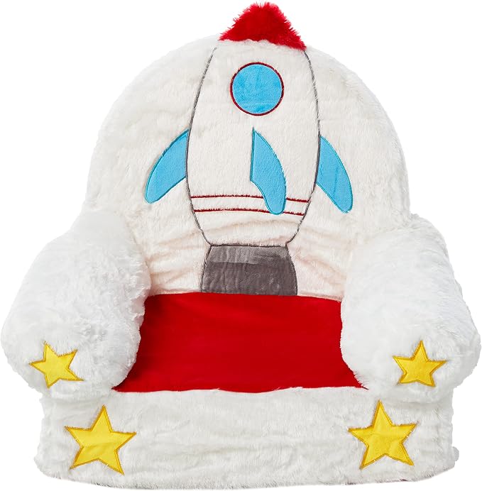 Amazon Basics Children's Plush Toddler Chair for Bedroom, Rocket, Multicolor