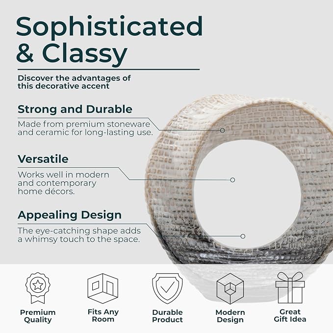 Decorative Sculpture Table Top – Modern Coffee Table Decor, Ceramic & Stoneware Accent Piece for Coffee Tables, Shelves & Living Rooms – Elegant Home Decor, Indoor/Outdoor – 10", Ivory