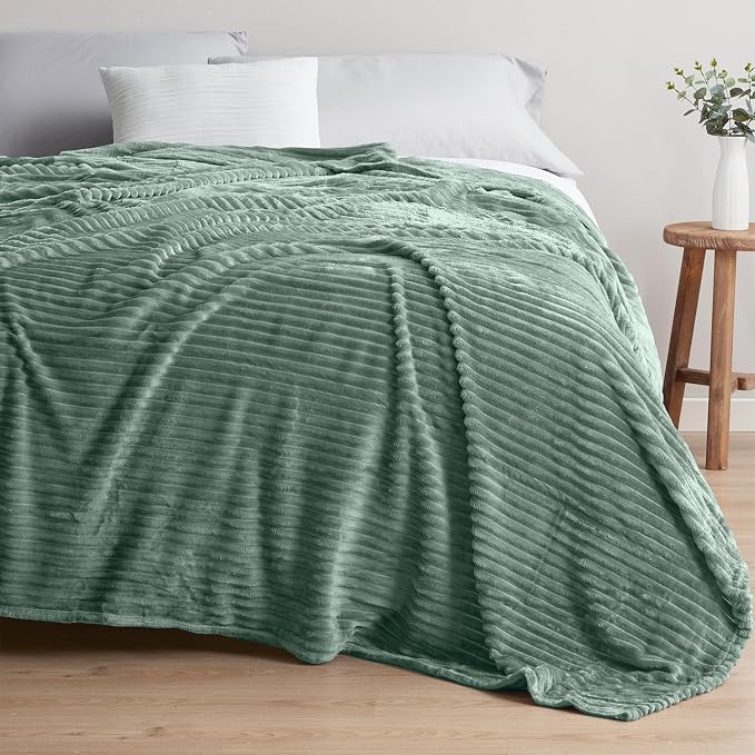 Nestl Green Throw Blanket for Couch - Cozy Warm Fuzzy Blankets for Women, Plush Small Fleece Throws for Girls - Sage Green, 50 x 60 Inches