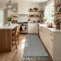 Collive Boho Washable Kitchen Runner Rug, Modern Farmhouse Hallway Runner Rug 2.6' x 8' Gray Bathroom Rugs, Hand Woven Entry Hall Carpet for Laundry Bedroom Decor
