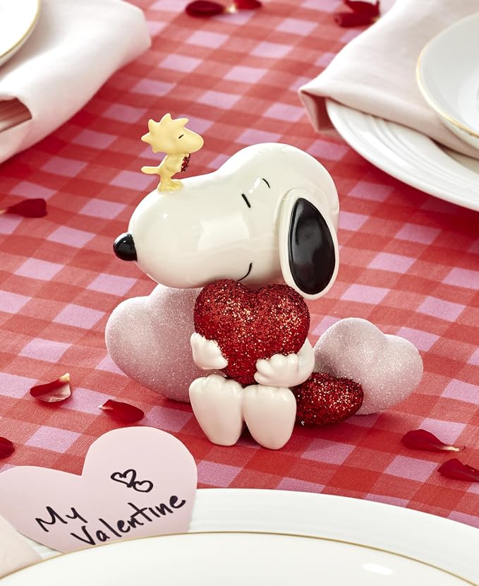 Lenox Peanuts Snoopy Love Valentine's Day Figurine | hand-painted ivory china with gold accents | 4.75 inch height | collectible gift for snoopy fans, gift for women