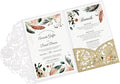 DORIS HOME 50Pcs Personalized Laser Cut Wedding Invitations, Gold Glitter | 4.7"x7.1", Customized Anniversary Invitations, With Envelopes