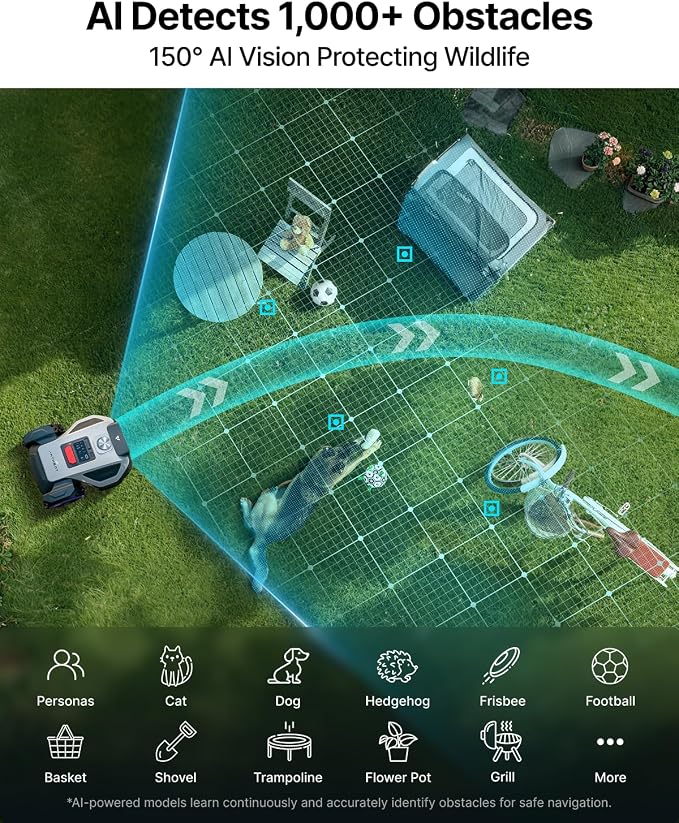 ANTHBOT M5 Lidar Robot Lawn Mower, 360°LiDAR+Vision Perimeter Wire Free 1/8 Acre, Vision Obstacle Avoidance Robotic Lawnmower with Automatic Mapping Zone Division, 45% Slope, App Control