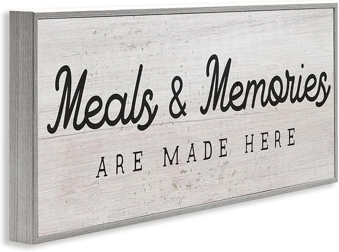 Meals and Memories Kitchen Sign, 13 x 30 Inch Framed Giclée Print | Stupell Industries · By Lil' Rue · Ready to hang · Rustic charm for kitchen or dining room · Made in USA