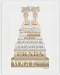 Cream Bow Heels Glam Bookstack, 24 x 30 Inch Canvas Wall Art | Stupell Industries · By Amanda Greenwood · Ready to hang · Chic gift for fashion lovers · Made in USA