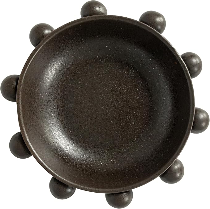 Bloomingville 9.75 Inches Stoneware Bowl with Orbs and Reactive Glaze, Black