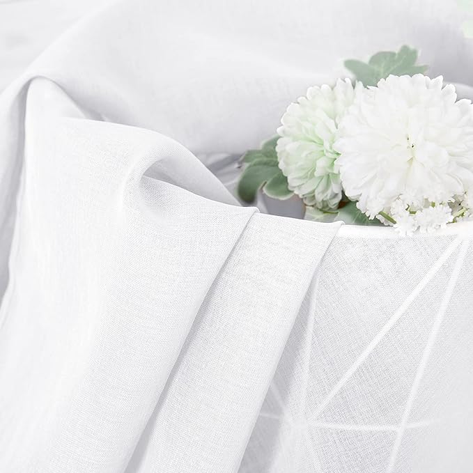 Tollpiz Short Sheer Curtain Linen Textured Bedroom Curtains Sheer Light - Image 6