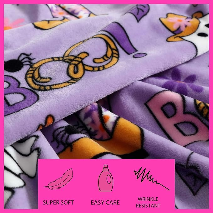 Betsey Johnson - Blanket, Buttery-Soft Throw Blanket for Couch or Bed, Boldly Plush & Oversized Bedding (Howdy Ghouls Purple, 50" x 70")