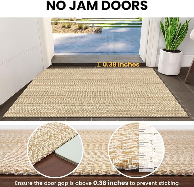 IOHOUZE Washable Area Rug 6x9 Non Slip Rubber Backed Rugs for Living Room, Dining Room Rugs Bedroom Rug, Woven Indoor Floor Carpet for Living Room Nursery, Warm Beige/Orange/Apricot
