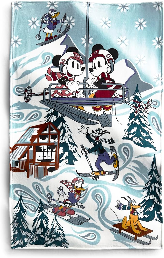 Vera Bradley Women's Disney Fleece Plush Throw Blanket, Ski Weekend Mickey and Friends, One Size
