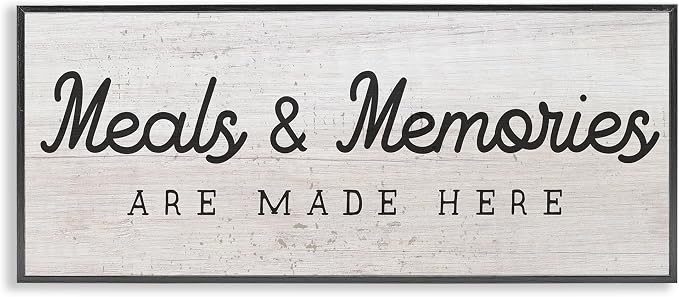 Meals and Memories Kitchen Sign, 10 x 24 Inch Framed Giclée Print | Stupell Industries · By Lil' Rue · Ready to hang · Rustic charm for kitchen or dining room · Made in USA